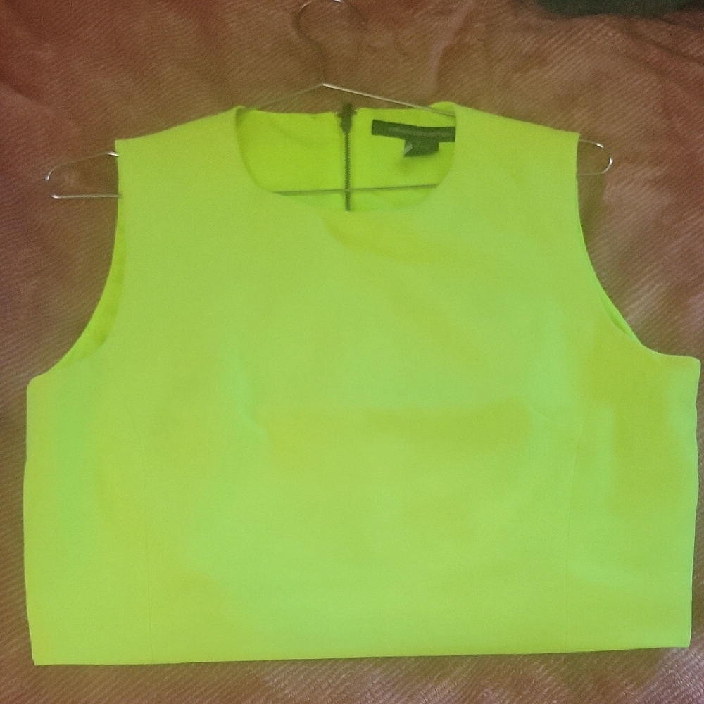 French Connection Yellow Crop Boxy Tank Top